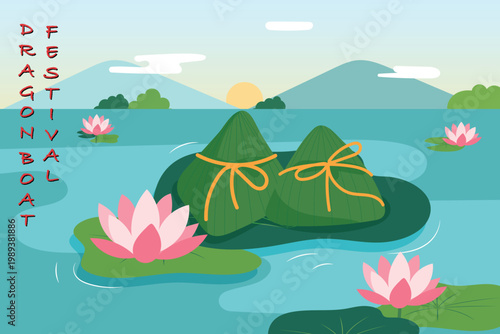 Zongzin on lotus leaves dragon boat festival