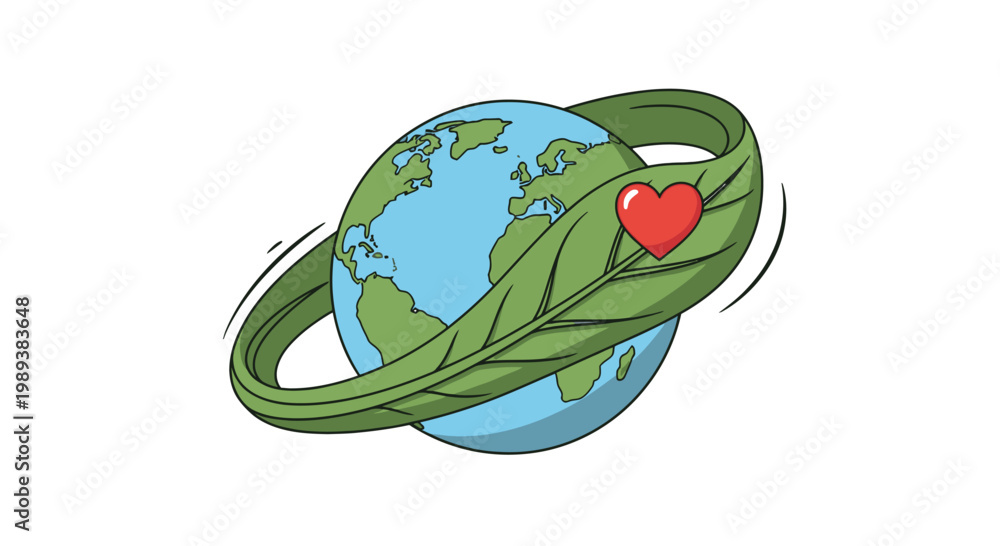 Fototapeta premium Earth wrapped in green leafy heart.