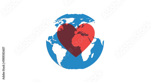 Earth with heart shaped love symbol.