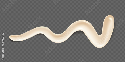 Gourmet mayonnaise. Realistic white mayo sauce smear with wavy liquid texture and seasoning oil. Isolated tartar sauce splash for fries menus, whipped egg dressing labels and homemade cooking posters.