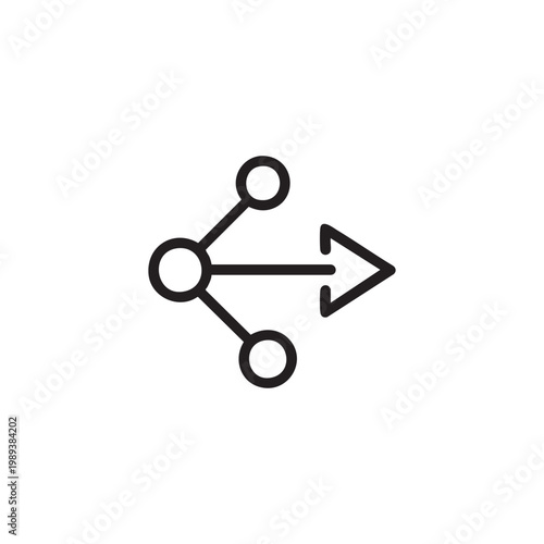 Black line icon of network connection with arrow pointing to the right