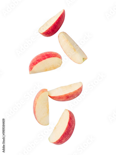Canvastavla Dynamic composition of fresh red apple slices, artfully arranged, showcasing natural beauty