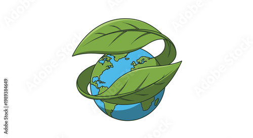 Earth with green leaves eco friendly.