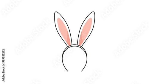 Simple pink and white bunny ears headband accessory for costumes or easter celebrations isolated on a clean white background.
