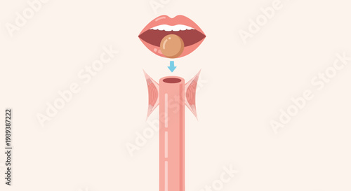 Choking hazard with food lodged in throat and open mouth.