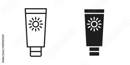 Sunscreen icon symbol, logo illustration. Vector graphics web design.