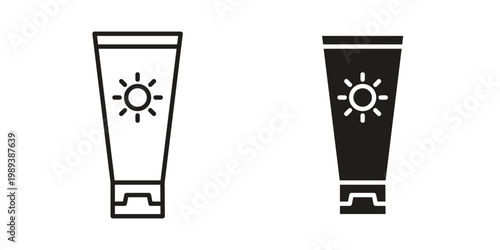 Sun cream icon symbol, logo illustration. Vector graphics web design.