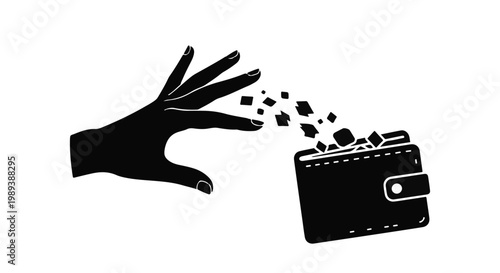 Money loss concept with hand and empty wallet