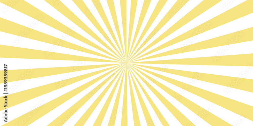 Fototapeta premium Bright sunburst background vector design with yellow and orange sun rays creating a warm radial summer sunrise beam and sunshine burst effect