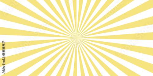 Bright sunburst background vector design with yellow and orange sun rays creating a warm radial summer sunrise beam and sunshine burst effect