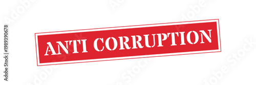 Anti Corruption Red Rectangular Stamp White Text Icon Vector Illustration