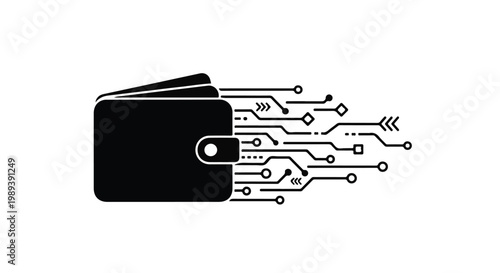 black wallet with circuit board design emerging