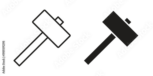 Wooden mallet icon symbol, logo illustration. Vector graphics web design.