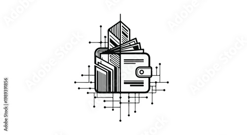 Camera and film on engineering blueprint background