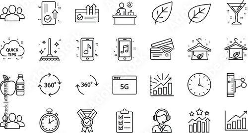"Set of Lifestyle, Technology, and Business Icons with Health, Finance, and Innovation Symbols"