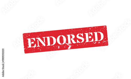 Endorsed Red Rectangular Stamp White Text Isolated On White Background