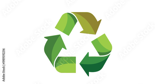 Valokuva Green Recycling Symbol with Leaves.