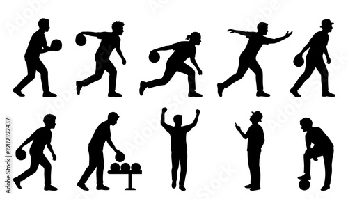 ボウリングをする人々