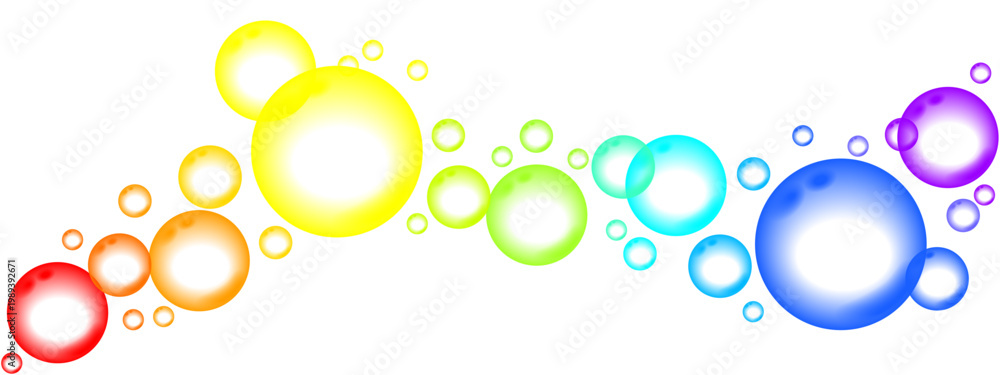 Naklejka premium Multicolored transparent bubbles in rainbow colors on a black background.ai