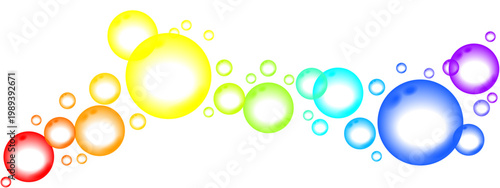 Multicolored transparent bubbles in rainbow colors on  a black background.ai