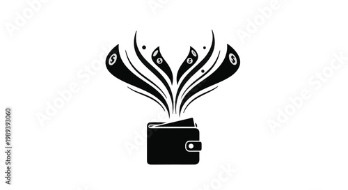 Money wallet with cash flying out, financial loss concept