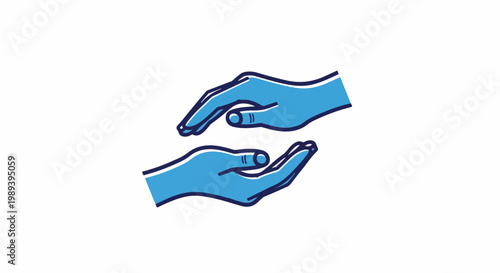 Two blue open hands, one above the other, forming a cradle