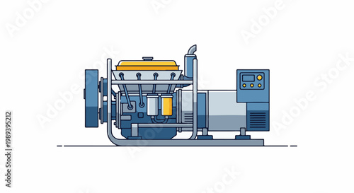 Detailed flat illustration of a portable generator