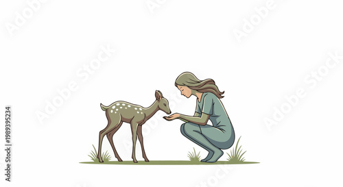 Person offers a small fawn sustenance