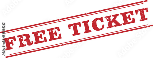 Free Ticket Red Rectangular Stamp White Text Vector Illustration Icon
