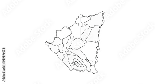 Vector map of South America with geographic regions outlined clearly