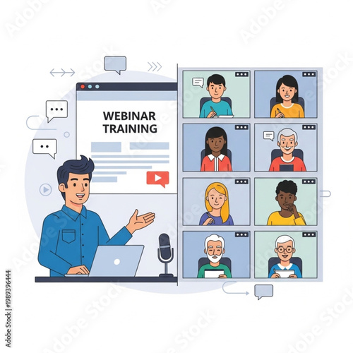 Man Conducting Online Webinar Training Session.