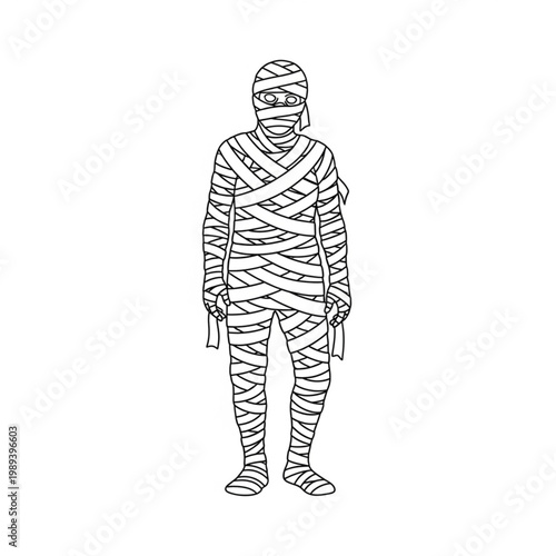 Mummy Wrapped in Bandages Standing.