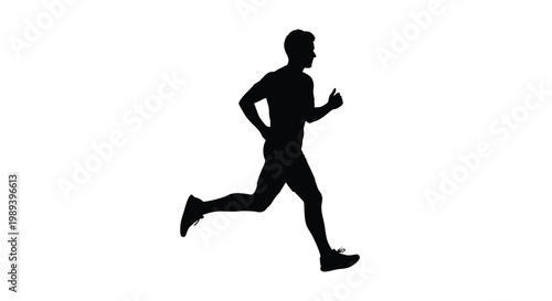 Silhouette of a man running actively engaged in athletic movement
