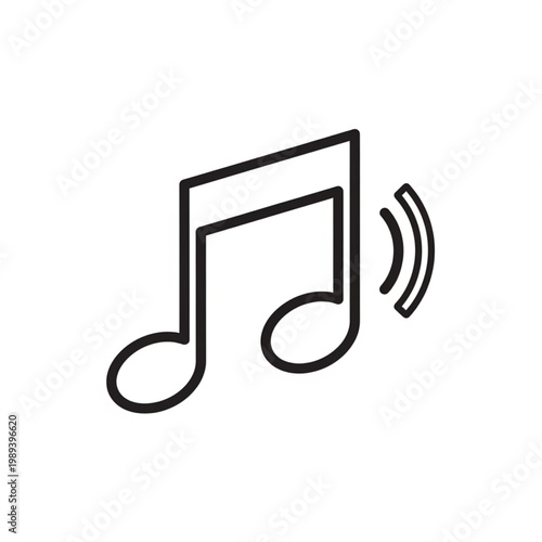 Music Note Symbol with Sound Waves.