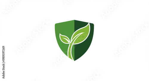 Green Shield Logo with Leaves Emblem.