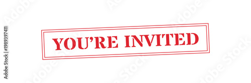 You're Invited Red Rectangular Stamp White Text Vector Illustration Icon