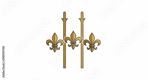 Three golden fleur-de-lis symbols are arranged vertically