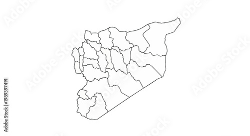 Vector map of Syria highlighting regional divisions and borders