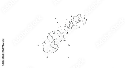 Vector illustration of a detailed map showing various regions and territories.