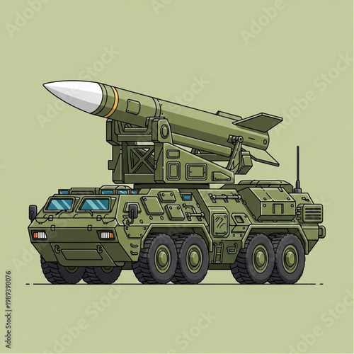Military Missile Launcher Vehicle Illustration.