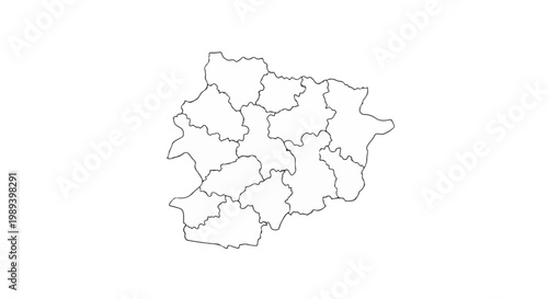 Vector illustration of a map with various regions and boundaries outlined