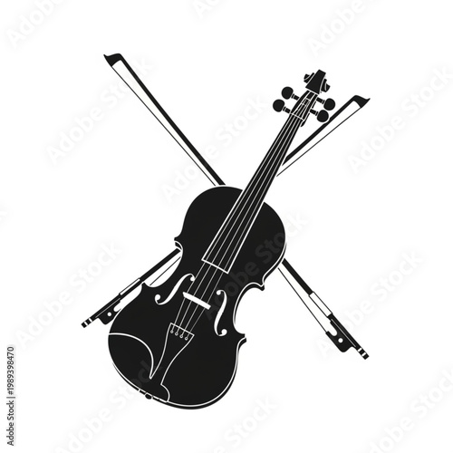 Violin and Bows Musical Instrument Illustration.