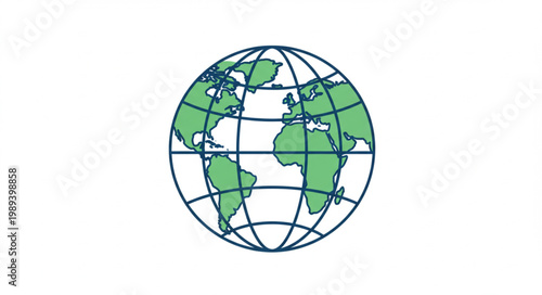 Simple Globe Illustration with Grid Lines.