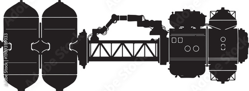 Space Shuttle, Rocket Ship, Spacecraft, Black Vector Illustration, Space Exploration