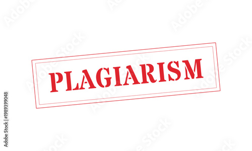 Plagiarism Red Rectangular Stamp White Text Icon Vector Illustration Design