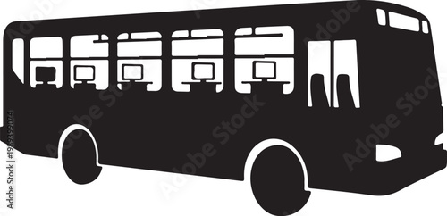 Black bus silhouette, vector illustration, transportation icon, travel symbol