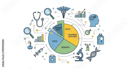 Medical Research and Healthcare Data Analytics Pie Chart Infographic