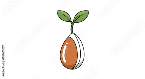 Cartoon illustration of sprouting seed.