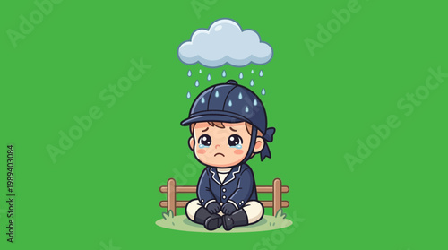Sad Little Jockey Under Rain Cloud