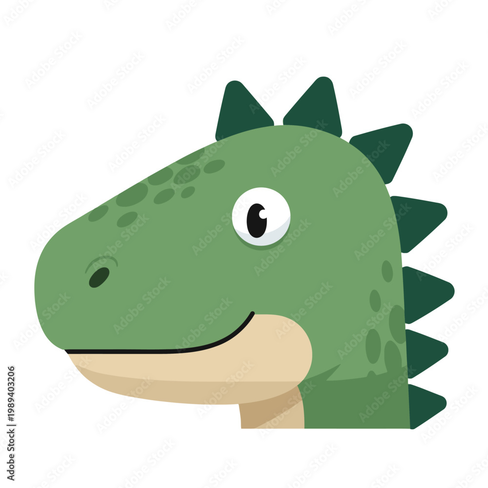 Fototapeta premium cute cartoon green dinosaur head.